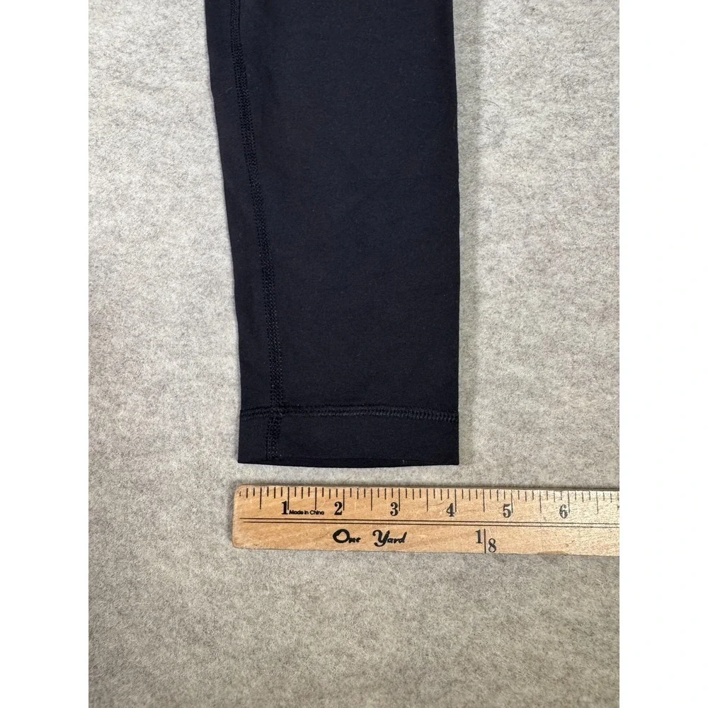 Lululemon Leggings Womens‎ 10 Black Ankle Mid Rise Yoga Gym Print Waistband